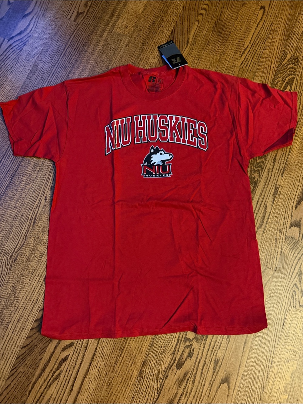 NWT NIU Huskies Red Graphic Crewneck T‑Shirt